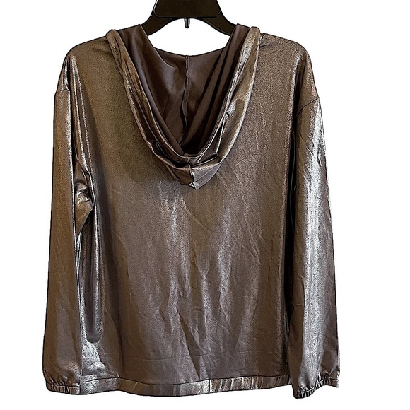 H&M x Coachella Collection Metallic Silver Hooded Zip Front Jacket Small - Picture 5 of 13